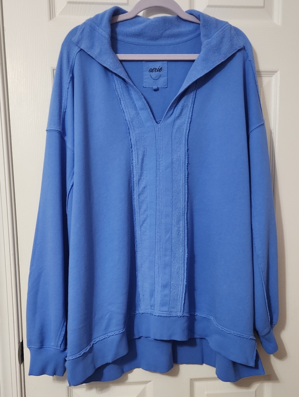 Cozy Fall Casual School Weekend Beach aerie Light Blue Hooded Pullover Sweater